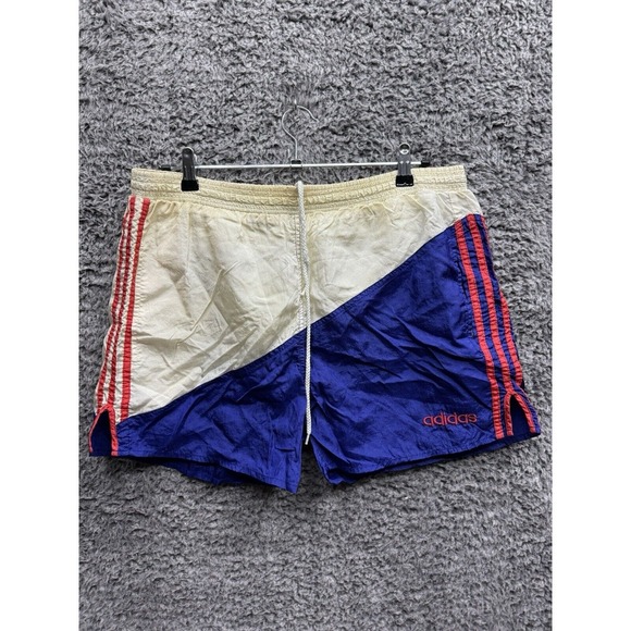 Vintage 80's 90's ADIDAS NYLON TRACK & FIELD RED BLUE WHITE RUNNING SHORTS USA M